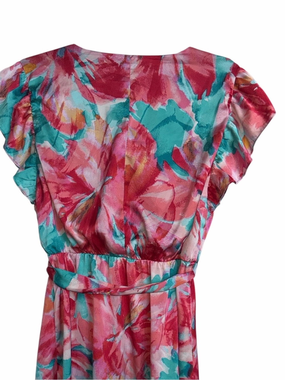 Nicole Miller Colorful Abstract floral pattern faux wrap Dress Size Medium - Picture 5 of 10